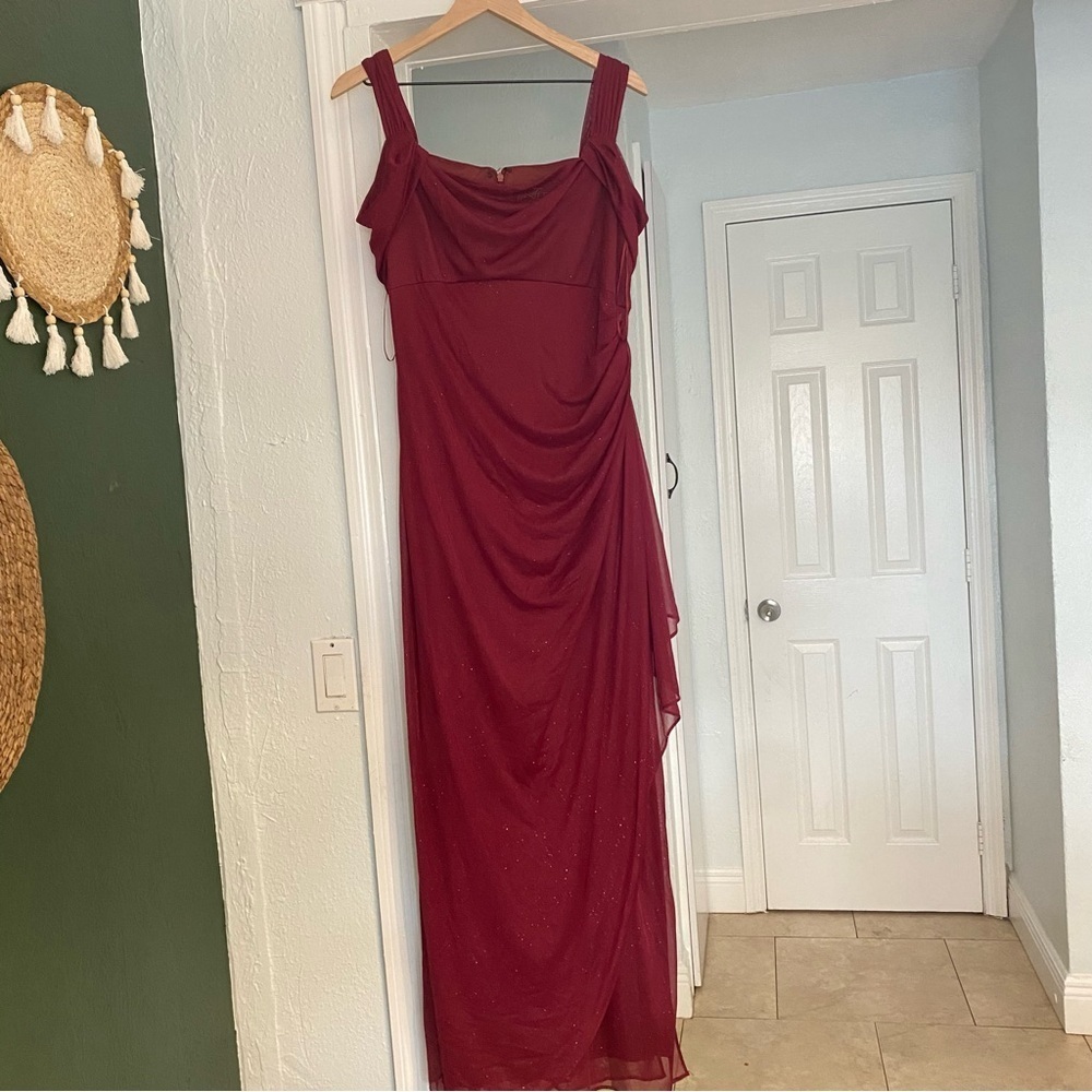 Alex Evenings Wine‎ Red Draped Maxi Dress